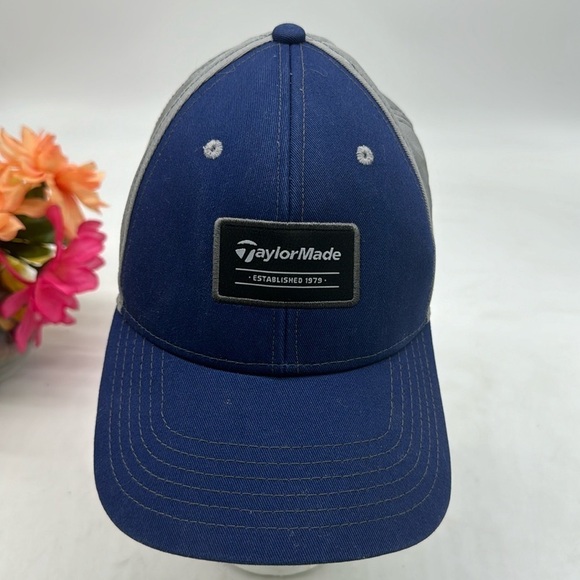 TaylorMade Blue Gray Trucker Golf Hat Adjustable HT6092 - Picture 1 of 9